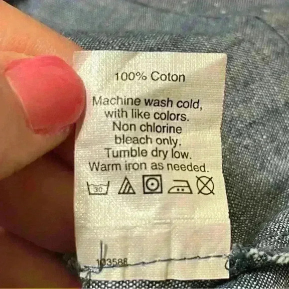 J. Crew Factory S Polka Dot Blue Chambray Roll Tab Sleeve Popover Shirt Dress - Picture 9 of 9